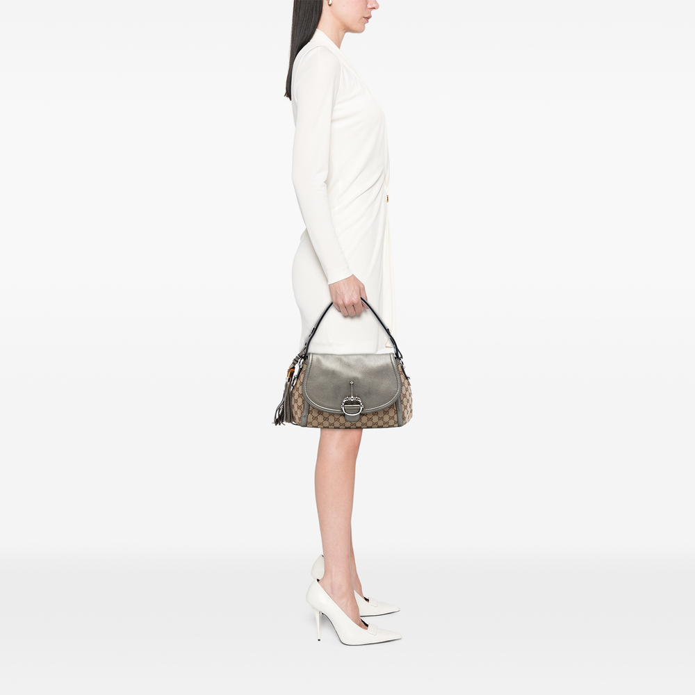 Pre-Loved Gucci Medium GG Canvas Techno Horsebit Satchel - Picture 7 of 8